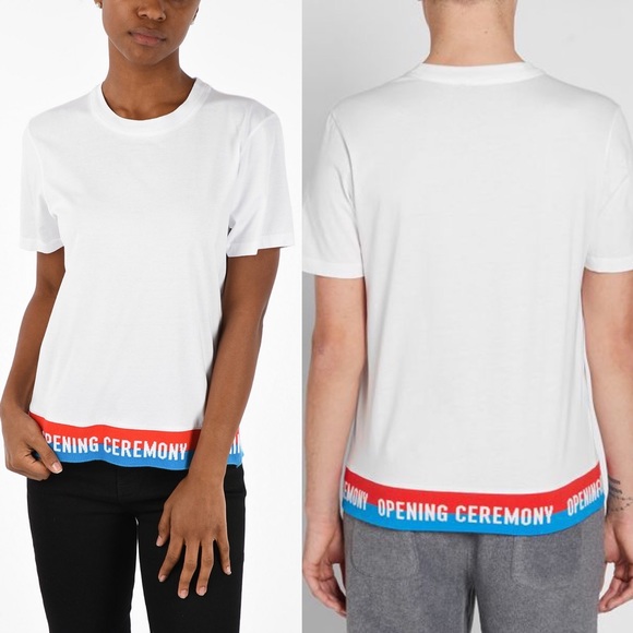 Opening Ceremony Tape Logo Tee T-Shirt Short Sleeve New With Tags - Picture 2 of 10